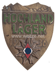 HJ nichttragbares Erinnerungsplakette für Teilnehmer "Hochland-Lager 1936"