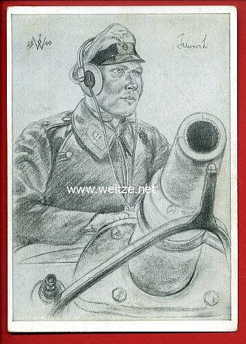 Heer - Willrich farbige Propaganda-Postkarte - Oberleutnant v.Jaworski