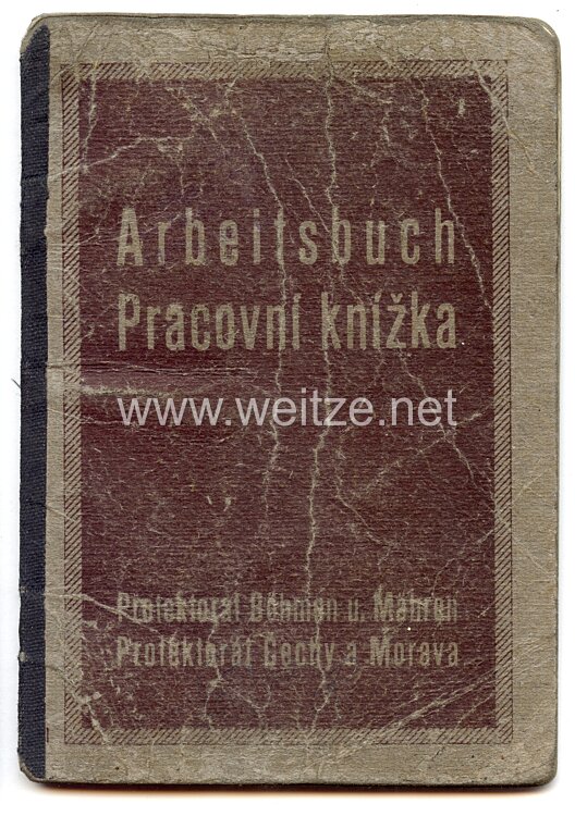 III. Reich - Protektorat Böhmen und Mähren - Arbeitsbuch für einen Mann des Jahrgangs 1929