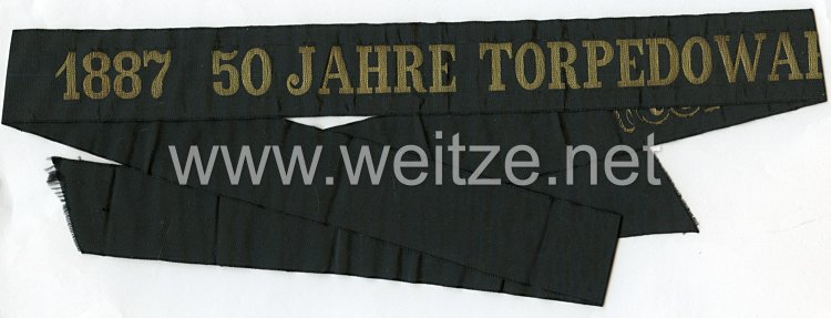 Kriegsmarine Traditions-Mützenband "1887 50 Jahre Torpedowaffe 1937"