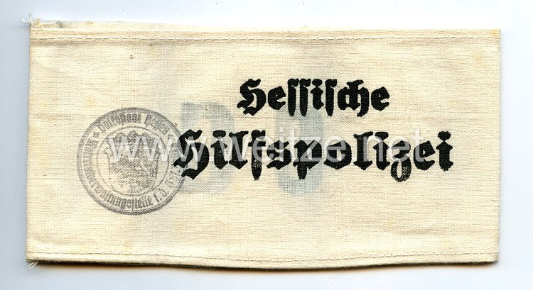 III. Reich Armbinde Hilfspolizei Hessische Hilfspolizei Volkstaat Hessen nach 1945 Übernommen  