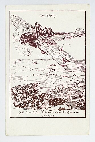 Fliegerei 1. Weltkrieg - " Der Faulpelz " humorvolle Postkarte