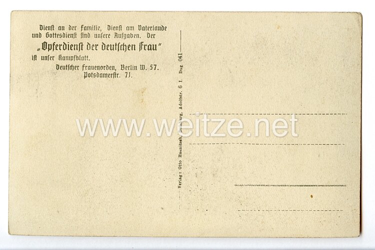 III. Reich - Propaganda-Postkarte - " Deutscher Frauenorden - Deutsche Frauen Deutsche Mädel ! " Bild 2