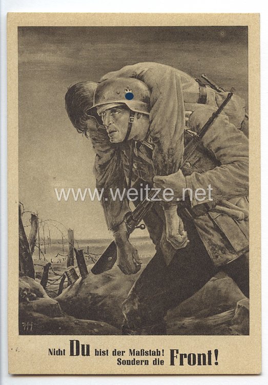 III. Reich - Propaganda-Postkarte - " Tag der NSDAP im Generalgouvernement 13.-15.8.1943 - Nicht Du bist der Maßstab ! Sondern die Front ! "