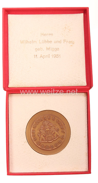 Bundesrepublik Deutschland ( BRD ) - Medaille zur goldenen Hochzeit, Hansestadt Hamburg