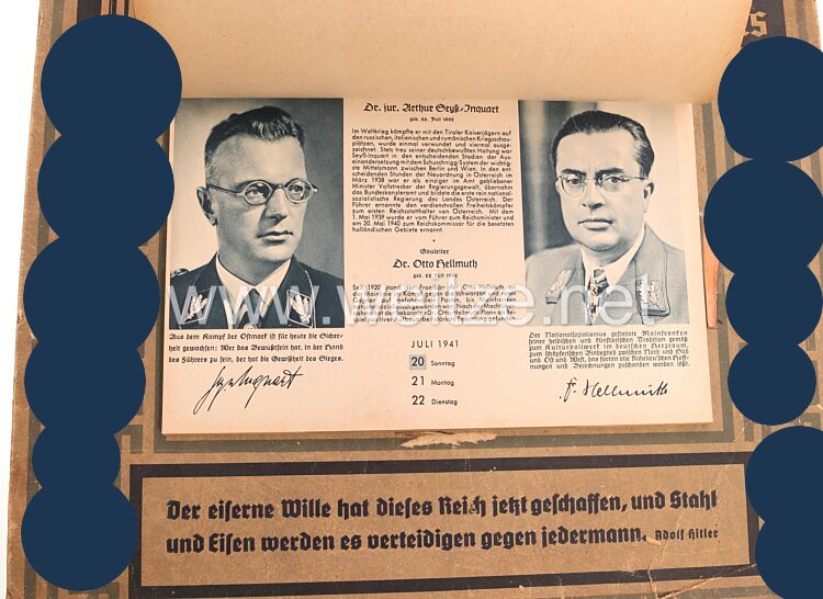 III. Reich Wand-Kalender 1941 "Die Führung des Großdeutschen Reiches" Bild 2