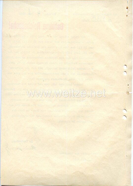 III. Reich - Originalunterschrift von Adolf Hitler als Reichskanzler 1939 auf der Kreditermächtigung vom 4. Juli 1939 mit einer Erhöhung von 30 auf 34 Milliarden Reichsmark Bild 2