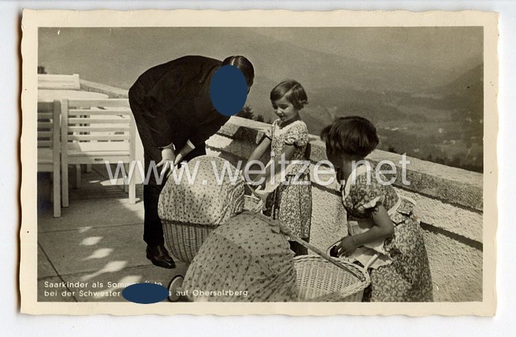 III. Reich - Propaganda-Postkarte - " Adolf Hitler - Saarkinder als Sommergäste bei der Schwester des Führers auf Obersalzberg "
