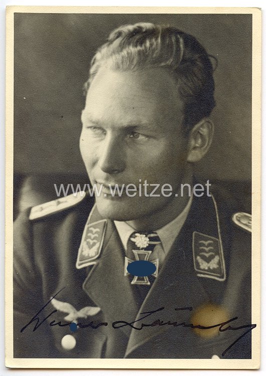 Luftwaffe - Originalunterschrift von Ritterkreuzträger Hauptmann Werner Baumbach