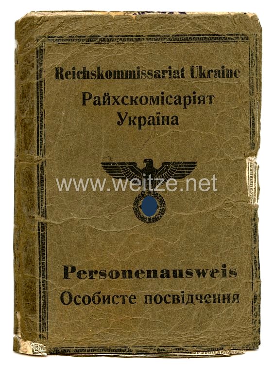 III. Reich / Reichskommissariat Ukraine - Personenausweis für eine Frau des Jahrgangs 1905