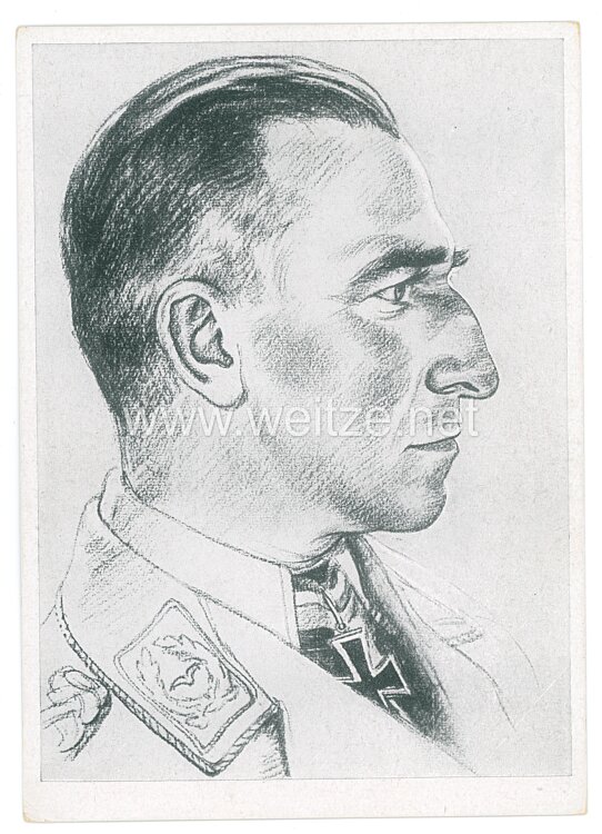 Luftwaffe - Willrich farbige Propaganda-Postkarte - Ritterkreuzträger Major Harlinghausen