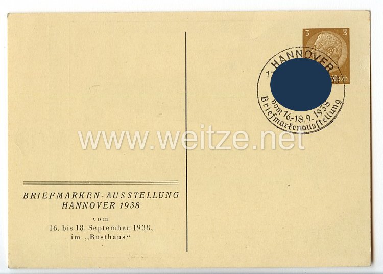 III. Reich - Propaganda-Postkarte - " Briefmarken-Ausstellung Hannover 1938 " Bild 2