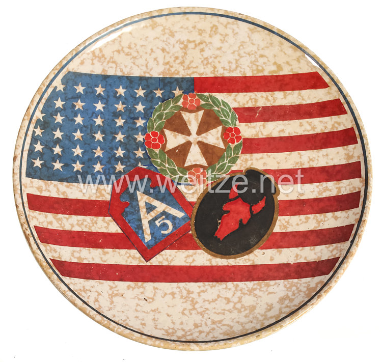 USA World War 2: U.S. Army Commemorative Plate of the 5th Army and the 34th Infantry Division in Italy 