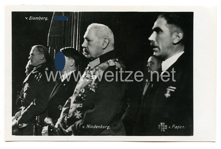 III. Reich - Propaganda-Postkarte - " v. Blomberg, Hitler, v. Hindenburg, v. Papen "