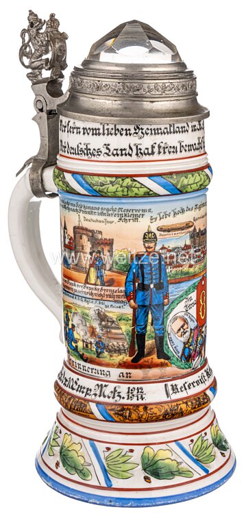 Bayern Reservisten-Krug für den Reservisten «Kellner» im 8. Infanterie-Regiment Großherzog Friedrich II. von Baden