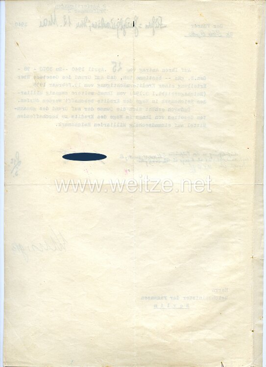 III. Reich - Originalunterschrift von Adolf Hitler als Reichskanzler auf der Kreditermächtigung vom 12. Mai 1940 mit einer Erhöhung von 41 auf 61 Milliarden Reichsmark Bild 2