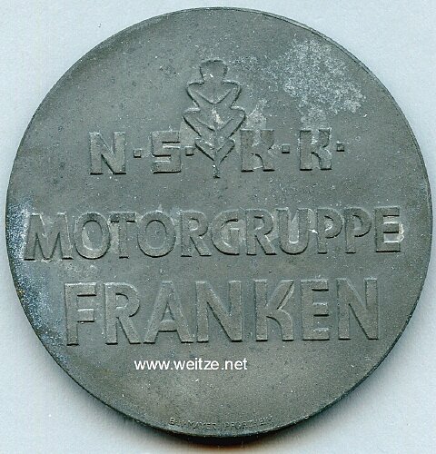 NSKK - nichttragbare Teilnehmerplakette - " Motorgruppe Franken - Fränkische Jura Geländefahrt 1939 " Bild 2