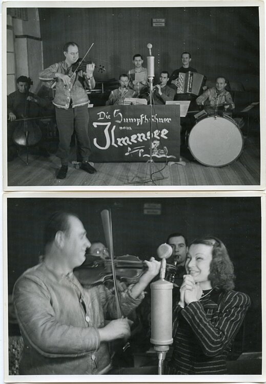Pressefotogruppe der Sendergruppe Ostland mit "Ursula" und "die Sumpfhühner vom Ilmensee" 1944