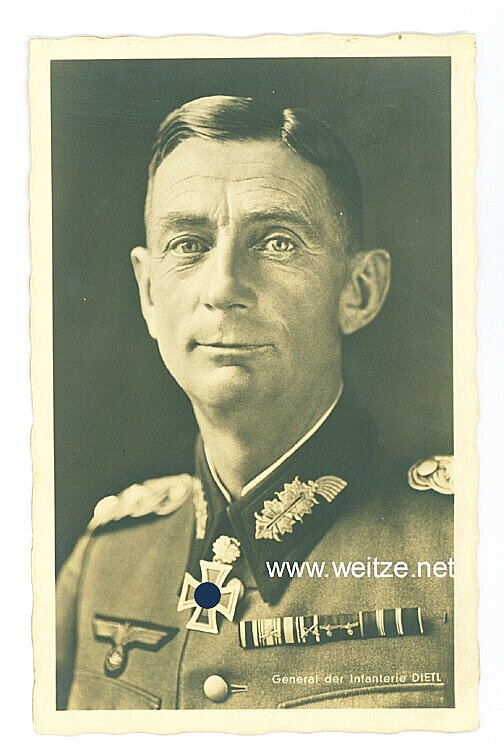 Heer - Portraitpostkarte von Ritterkreuzträger General der Infanterie Eduard Dietl