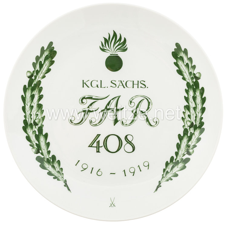 Ehrenschale aus Meißner Porzellan des "Königlich Sächsischen Feldartilliere Regiment 408"