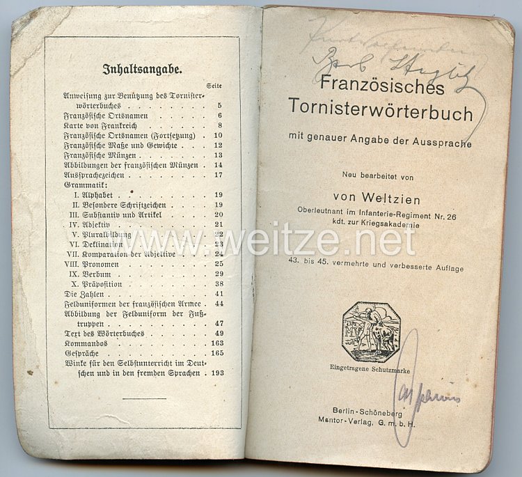 Deutsches Reich - Tornisterwörterbuch Französisch mit genauer Angabe der Aussprache, Bild 2
