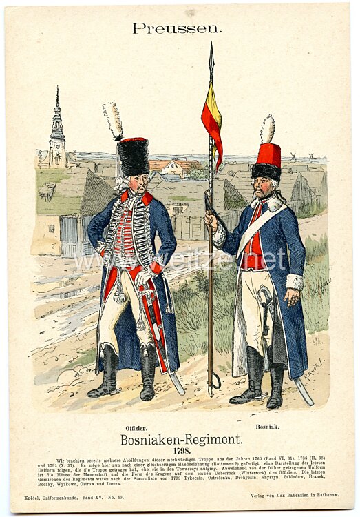 Knötel Uniformtafel "Bosniaken-Regiment" 1798,