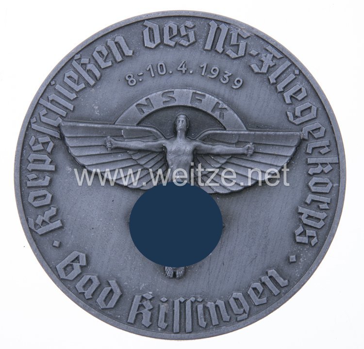 NSFK - nichttragbare Teilnehmerplakette "Korpsschießen des NS-Fliegerkorps Bad Kissingen 8.-10.4.1939"