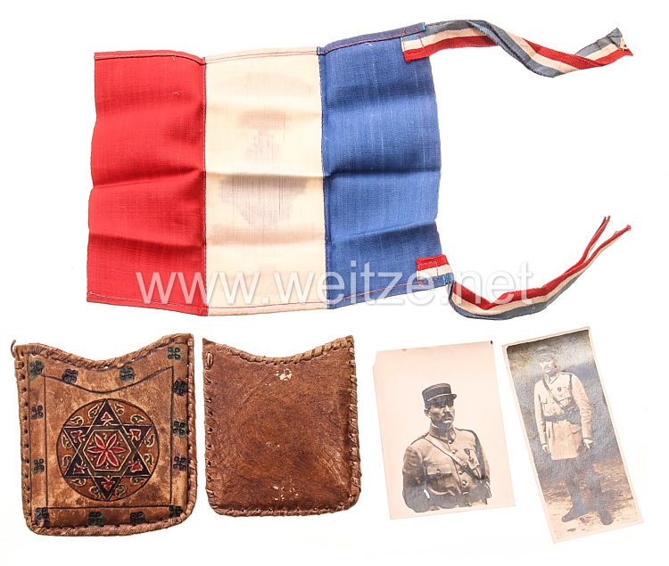 Frankreich 1. Weltkrieg Geldbörse, kleine patriotische Fahne und zwei Fotos aus dem Nachlass von "Xavier Gigleuse", Capitaine im 153. Regiment Bild 2