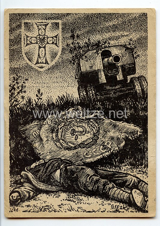 III. Reich / Heer - Propaganda-Postkarte - " Harte Kämpfe der Deutschmeister in der Kesselschlacht ostwärts Kiews 20. bis 27. September 1941 "