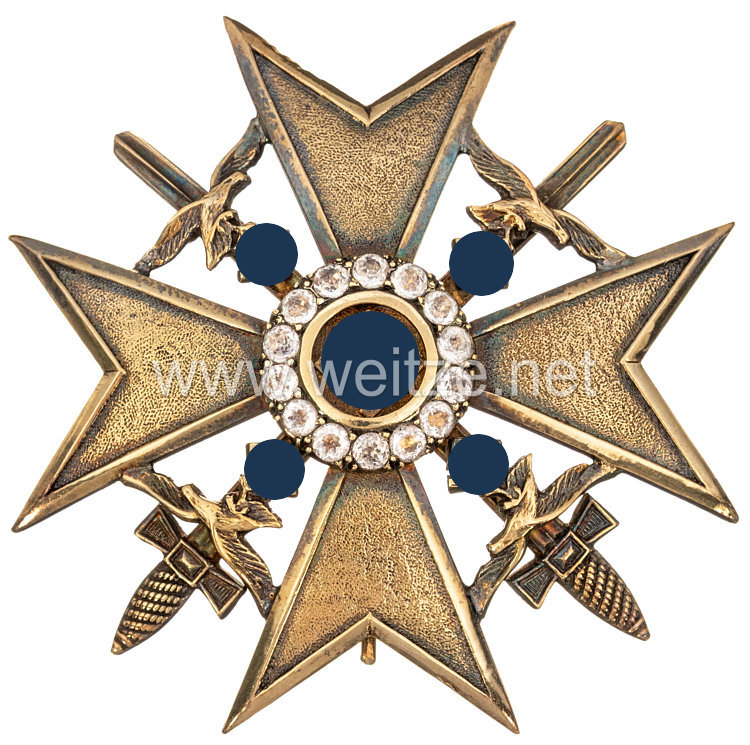 Spanienkreuz in Gold mit Schwertern und Brillanten aus dem Besitz von General Hellmuth Volkmann