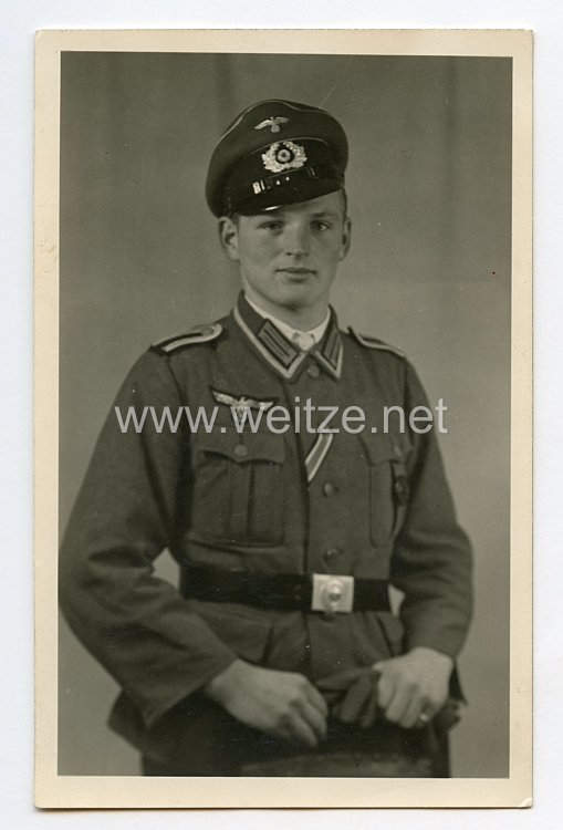 Wehrmacht Heer Portraitfoto, Unteroffizier mit Schirmmütze