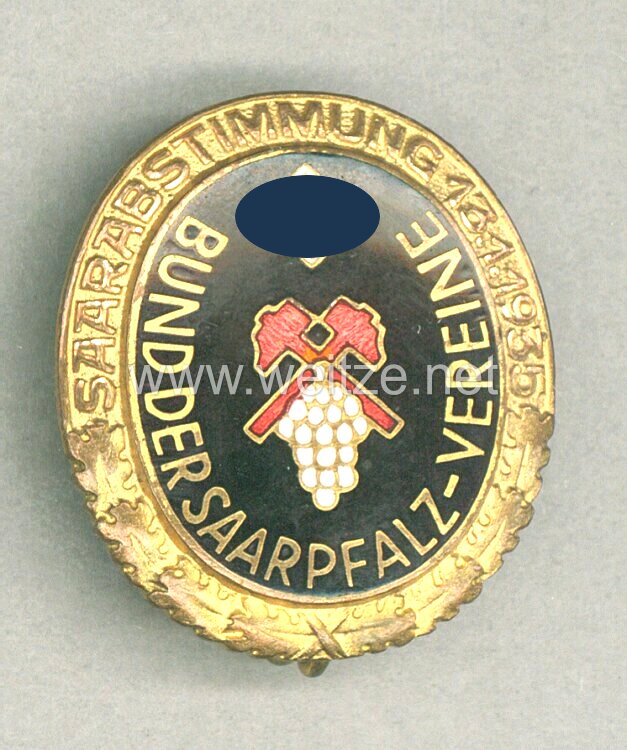 III. Reich - Bund der Saarpfalzvereine - Goldenes Ehrenzeichen " Saarabstimmung 13.1.1935 "