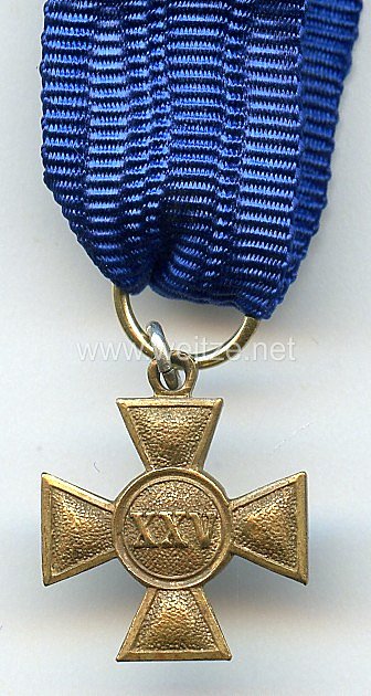 Sachsen Königreich Kreuz für 25 Dienstjahre für Offiziere - Miniatur  Bild 2