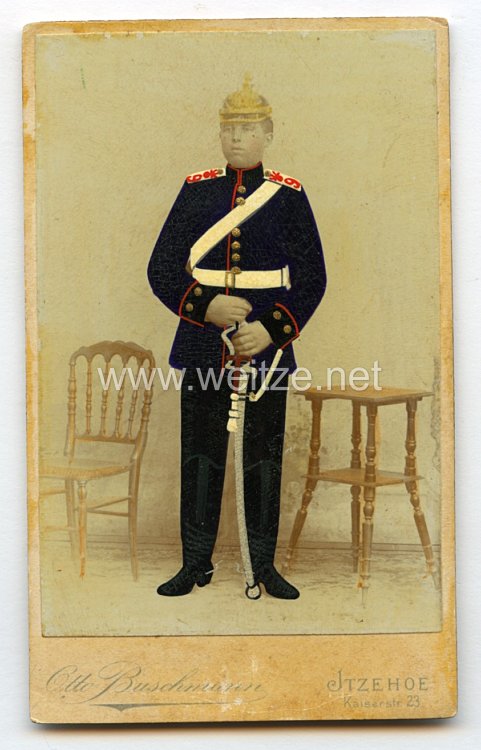 Preußen kleines Kabinettfoto eines Soldaten im Feldartillerie-Regiment General-Feldmarschall Graf Waldersee (Schleswigsches) Nr. 9,