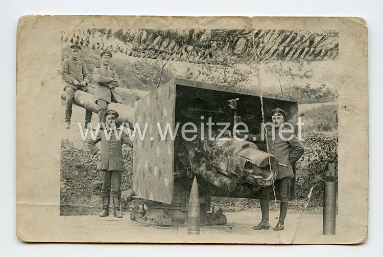 Deutsches Kaiserreich Foto, getarntes Küstengeschütz