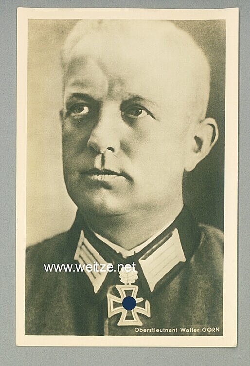 Heer - Portraitpostkarte von Ritterkreuzträger Oberstleutnant Walter Gorn ...