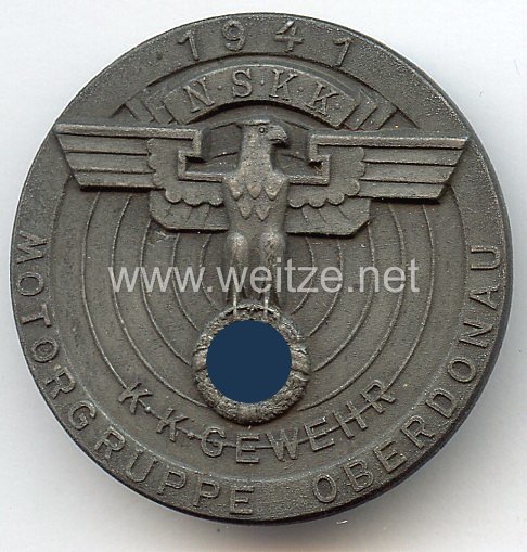 NSKK - Motorgruppe Oberdonau - Schießauszeichnung in Silber für " K.K.Gewehr " im Jahr 1941