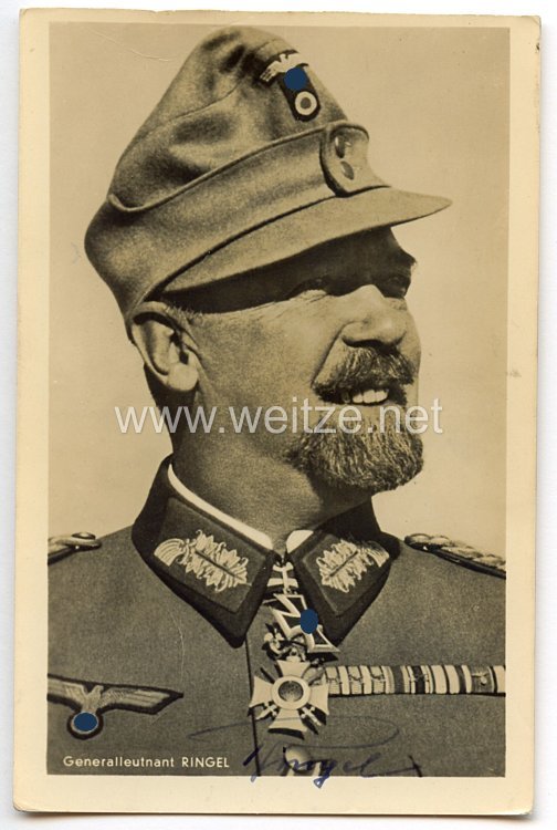 Heer - Originalunterschrift von Ritterkreuzträger Generalleutnant Julius Ringel