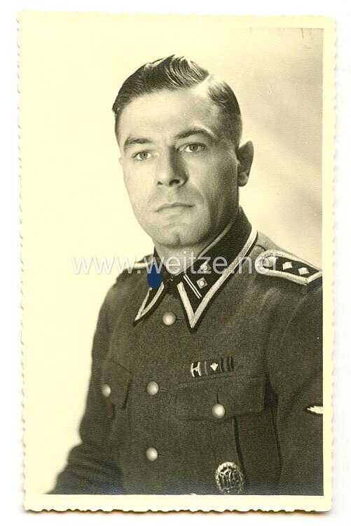 Waffen-SS Portraitfoto,  	SS-Hauptscharführer mit Bandspange Polizei-Dienstauszeichnung