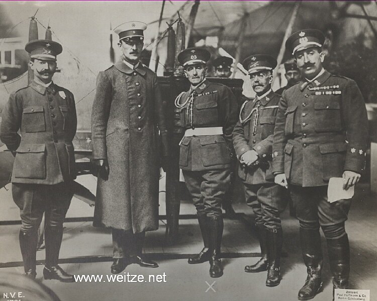 1.Weltkrieg Pressefoto "Die spanische Militärkommission unter Führung des Oberst Marquis de Zayas auf der Durchreise zur Ostfront zu Berlin"