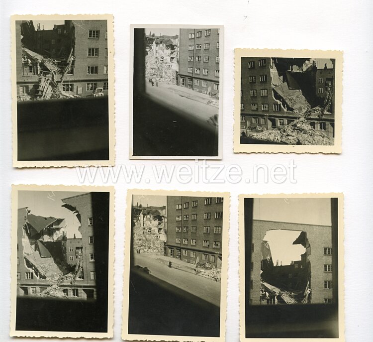 III. Reich Fotos, zerstörte Gebäude nach einer Bombardierung in Hamburg Juni 1944