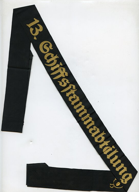 Kriegsmarine Mützenband " 13. Schiffsstammabteilung 13."