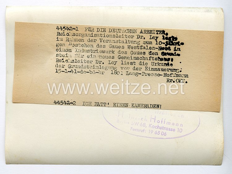 III. Reich Pressefoto. Für die Deutschen Arbeiten 15.1.1941 Bild 2