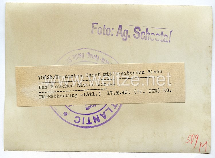 Kriegsmarine Pressefoto: Im harten Kampf mit treibenden Minen 17.10.1940 Bild 2