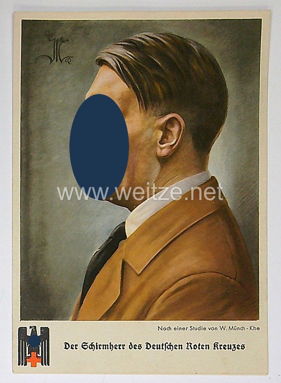 III. Reich - farbige Propaganda-Postkarte - " Adolf Hitler - Der Schirmherr des Deutschen Roten Kreuzes "