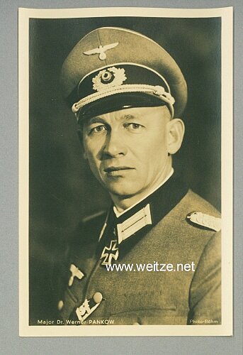 Heer - Portraitpostkarte von Ritterkreuzträger Major Dr. Werner Pankow