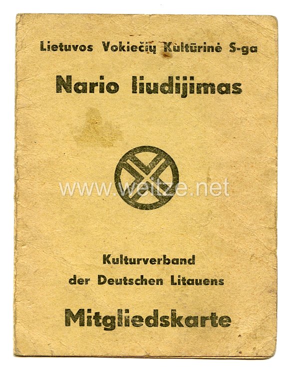 III. Reich Mitgliedskarte - Kulturverband der Deutschen Litauens 