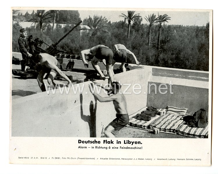Wehrmacht - gedrucktes Pressefoto " Deutsche Flak in Libyen. " 27.3.41