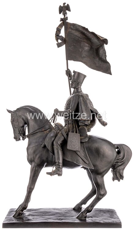 Preußen bronzene Reiterstatue eines Husaren des Husarenregiments 
