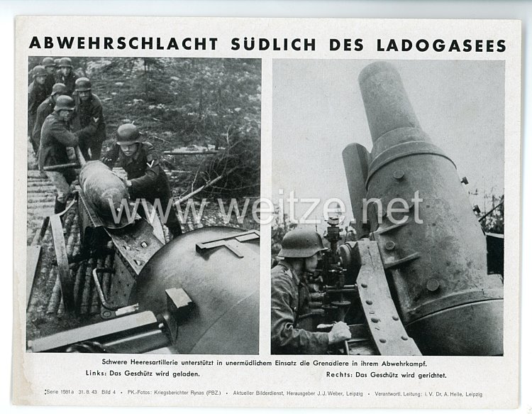 III. Reich - gedrucktes Pressefoto " Abwehrschlacht südlich des Ladogasees " 31.8.1943